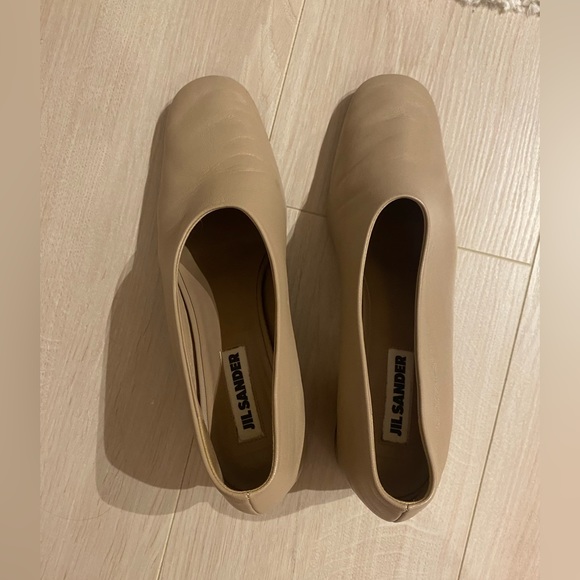 Jil Sander nude leather pumps with curved heel - Picture 3 of 9